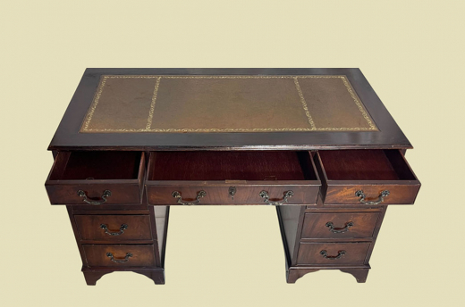 Schreibtisch ANTIK Leder VINTAGE Mahagoni Sekretär English Chesterfield Empire