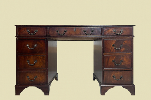 Schreibtisch ANTIK Leder VINTAGE Mahagoni Sekretär English Chesterfield Empire