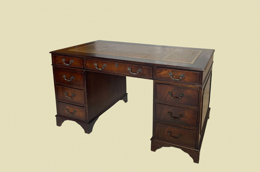 Schreibtisch ANTIK Leder VINTAGE Mahagoni Sekretär English Chesterfield Empire