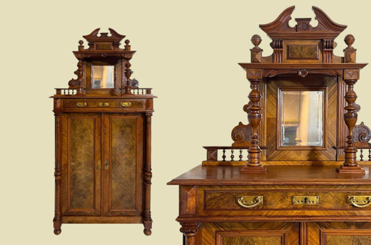 Vertiko ANTIK Gründerzeit Nußbaum Kommode Schrank Aufsatz von 1880