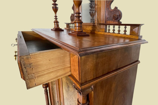 Vertiko ANTIK Gründerzeit Nußbaum Kommode Schrank Aufsatz von 1880