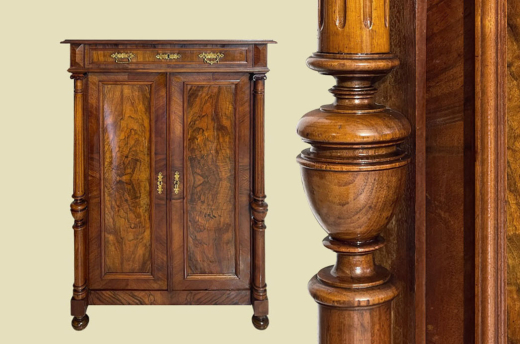 Vertiko ANTIK Gründerzeit VINTAGE Nußbaum Säulen Kommode Schrank von 1880