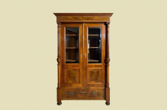 Vitrine ANTIK Gründerzeit VINTAGE Nußbaum Bücher Säulen Schrank von 1880