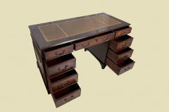 Schreibtisch ANTIK Leder VINTAGE Mahagoni Sekretär English Chesterfield Empire